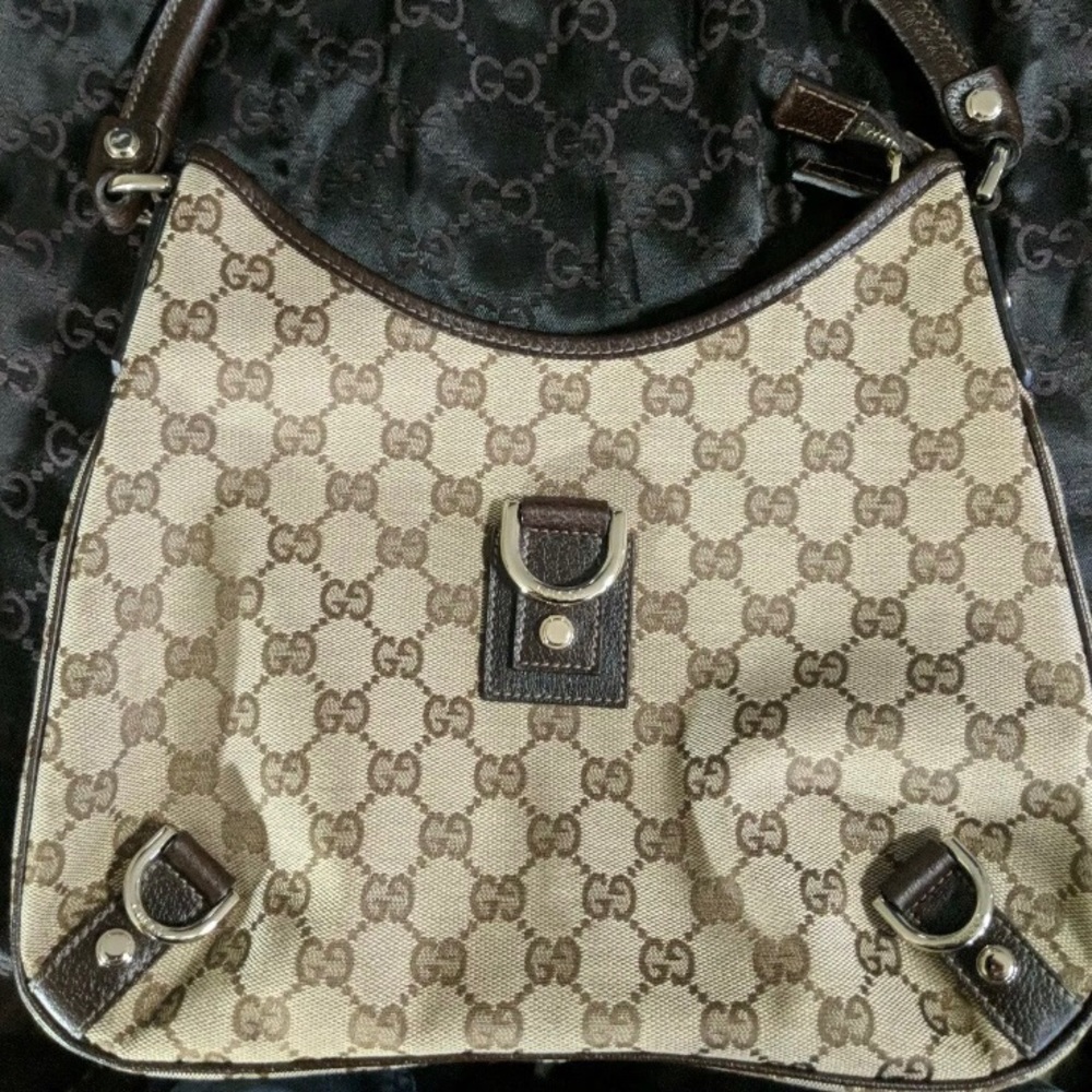 BNWOT AUTH Vintage GUCCI Monogram CNVS/LTHR Purse